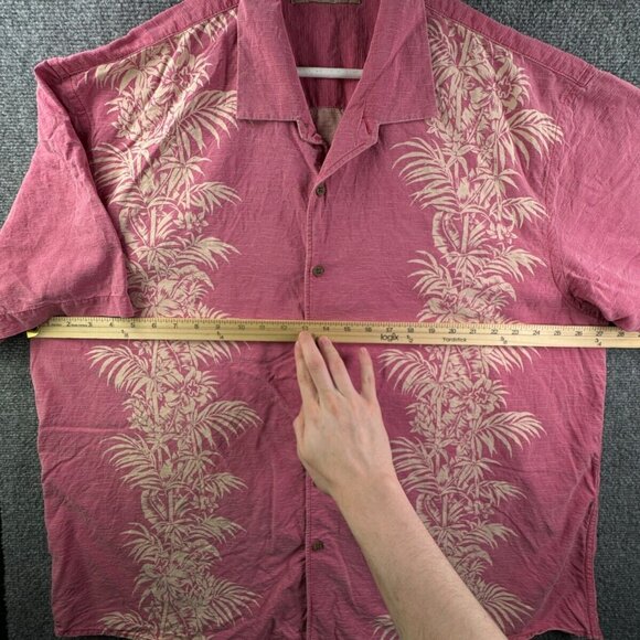 Tommy Bahama Silk Button Up Shirt Short Sleeve Hawaiian Adult Pink Floral 2XL - Picture 4 of 15